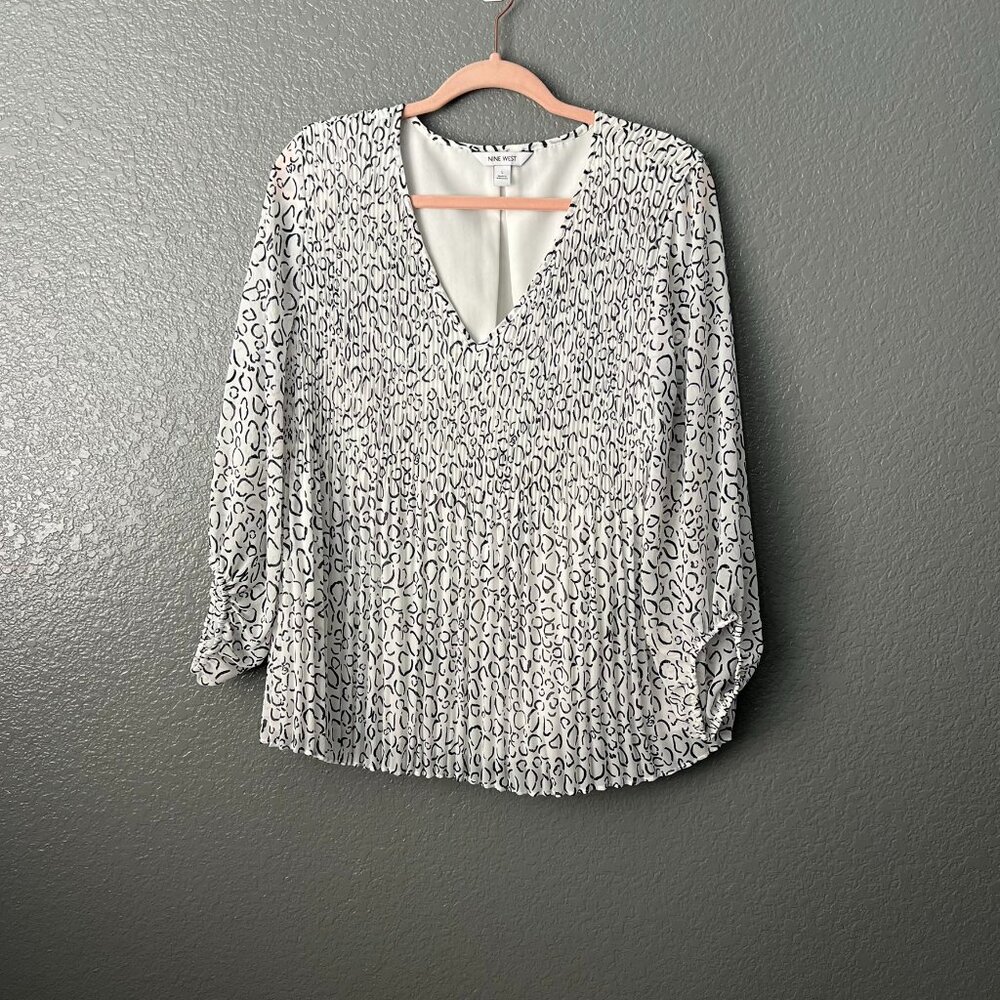 Black & White Pleated Blouse